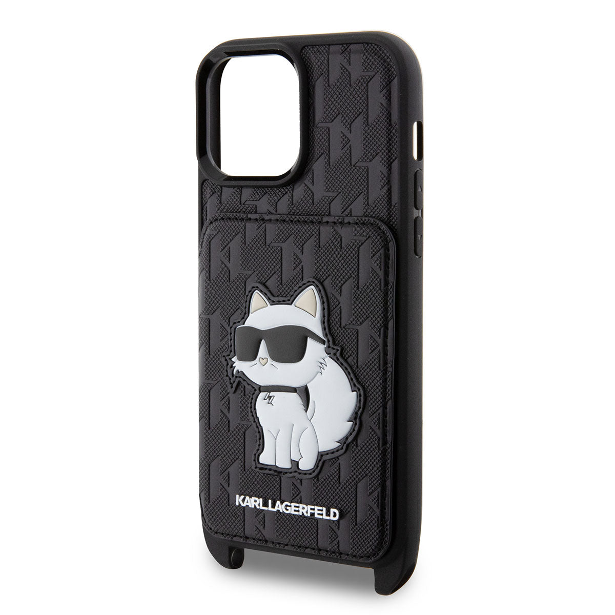 Karl Lagerfeld iPhone 14 Pro Max Kılıf Boyun Askılı Kartlıklı Choupette Dizayn Telefon Kılıfı - 6