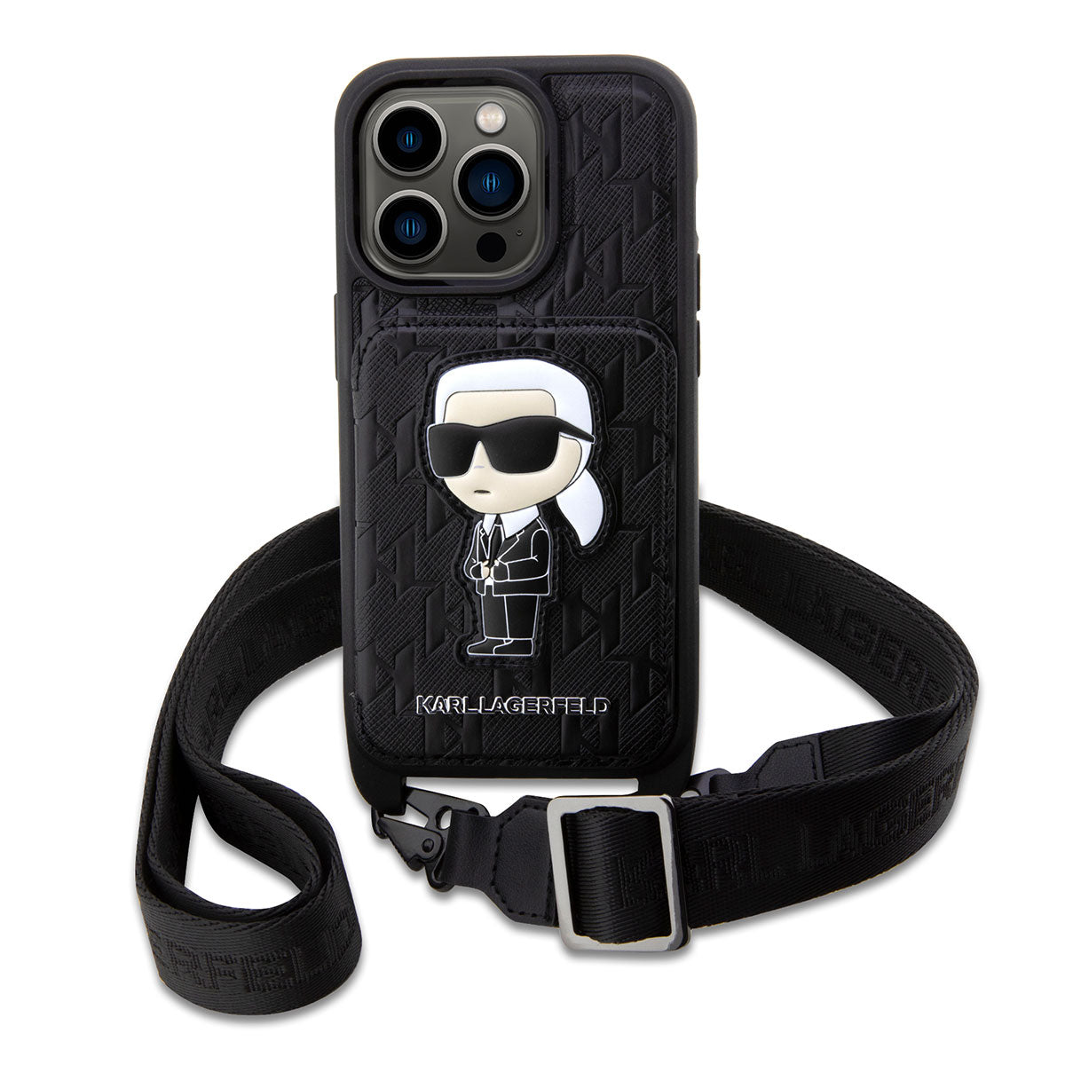 Karl Lagerfeld iPhone 14 Pro Max Kılıf Boyun Askılı Kartlıklı Karl Dizayn Telefon Kılıfı - 7