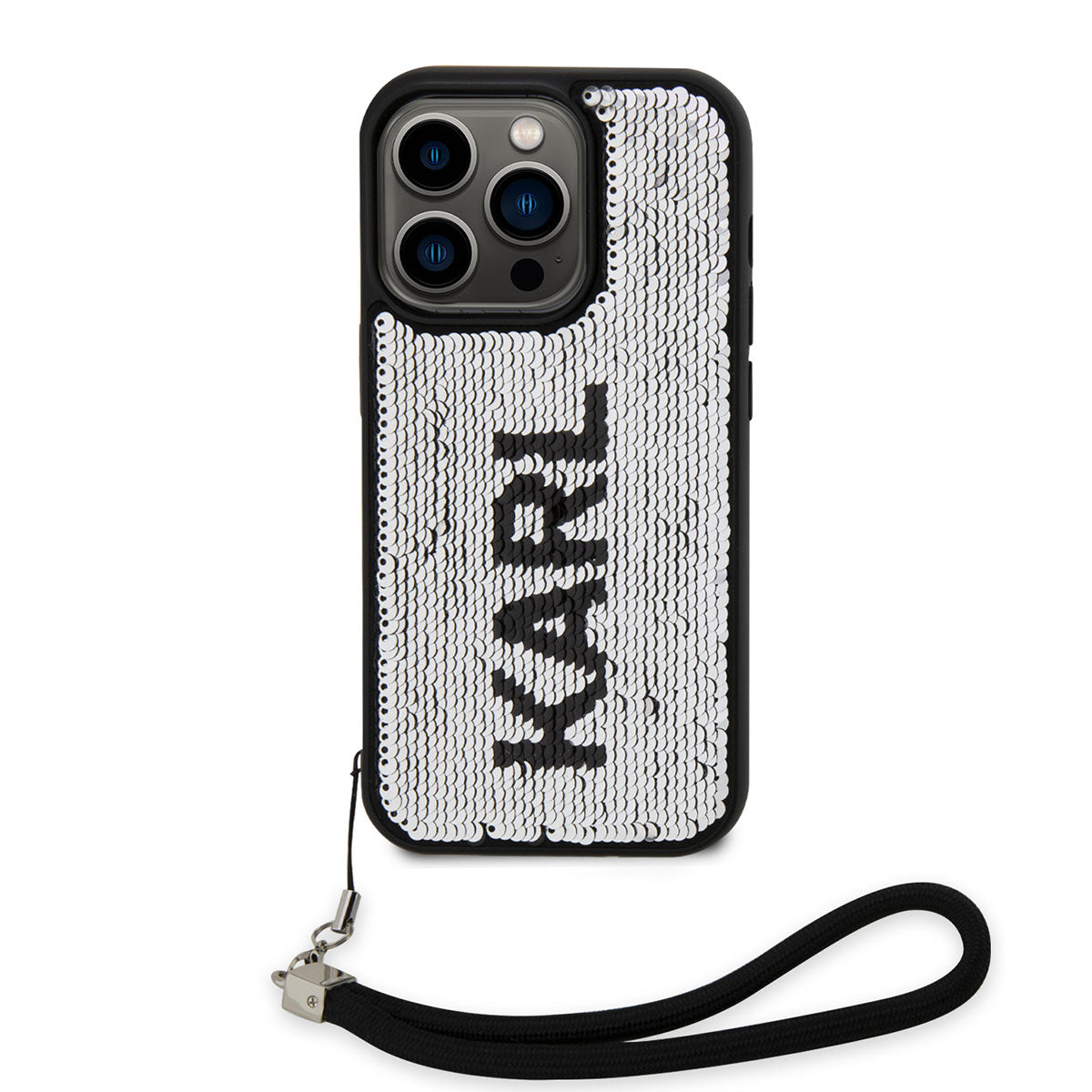 Karl Lagerfeld iPhone 14 Pro Max Kılıf El Askısı İpli Hareketli Pullu Dizayn Telefon Kılıfı - 4