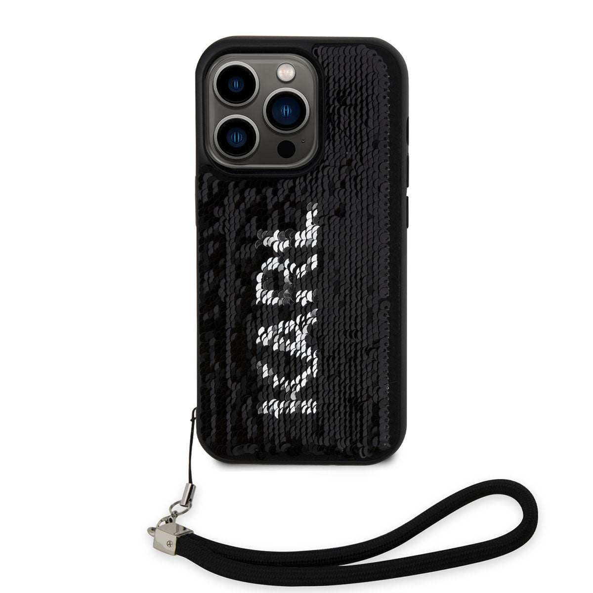 Karl Lagerfeld iPhone 14 Pro Max Kılıf El Askısı İpli Hareketli Pullu Dizayn Telefon Kılıfı - 5