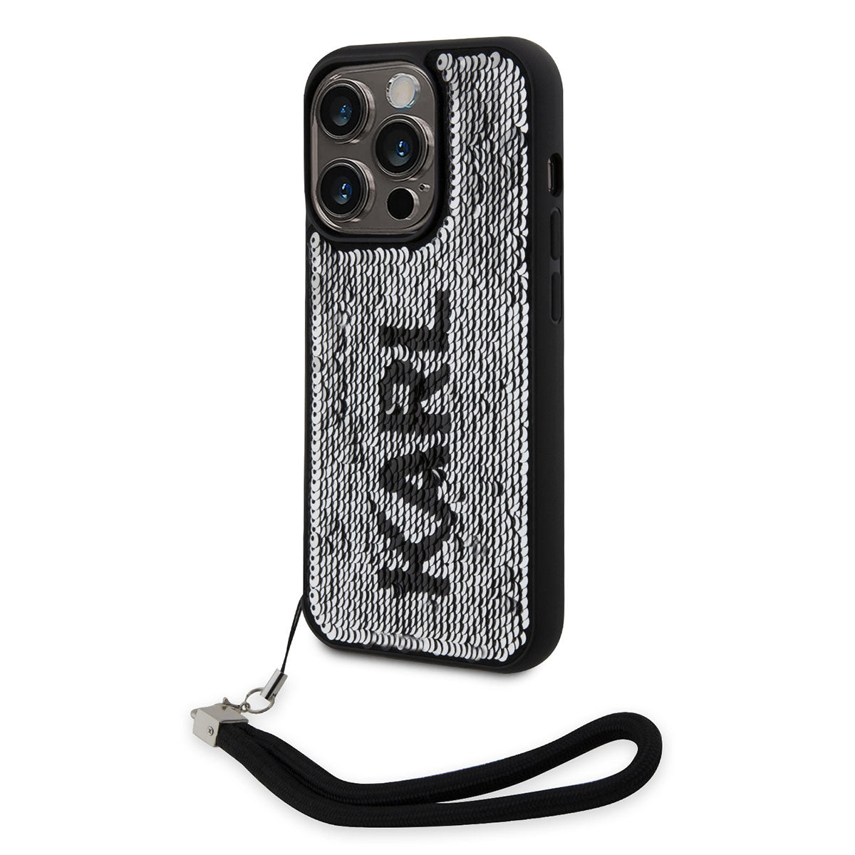 Karl Lagerfeld iPhone 14 Pro Max Kılıf El Askısı İpli Hareketli Pullu Dizayn Telefon Kılıfı - 3