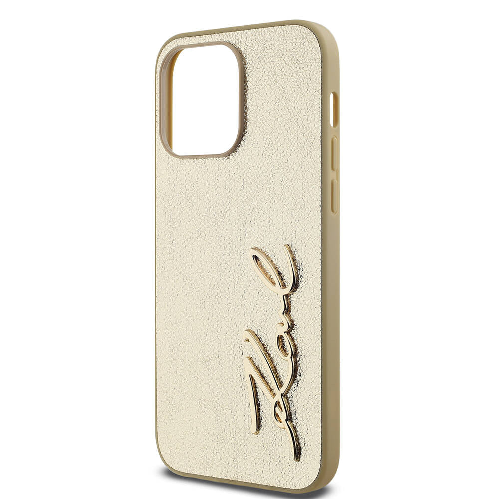 Karl Lagerfeld iPhone 14 Pro Max Kılıf Orjinal Lisanslı 3D KL Yazılı Tüylü Arka Yüzey Saffiano Rhinestones Telefon Kılıfı - 6