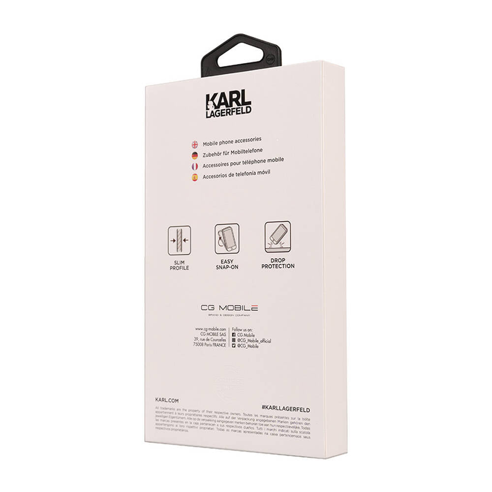 Karl Lagerfeld iPhone 14 Pro Max Kılıf Orjinal Lisanslı 3D KL Yazılı Tüylü Arka Yüzey Saffiano Rhinestones Telefon Kılıfı - 15