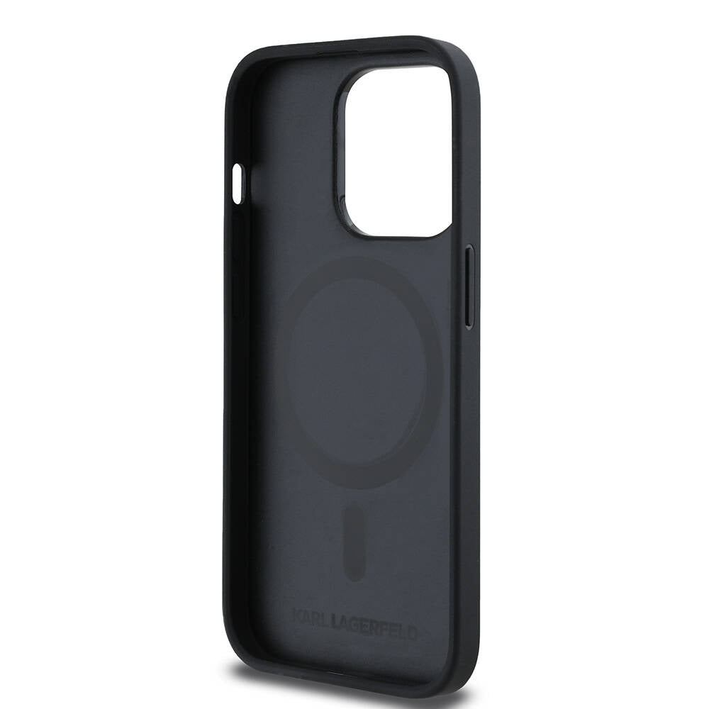 Karl Lagerfeld iPhone 14 Pro Max Orjinal Lisanslı M-safe Şarj Özellikli KL Yazılı Hot Stamp Kılıf