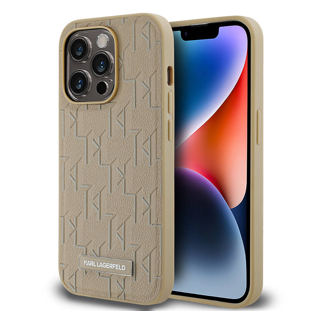 Karl Lagerfeld iPhone 14 Pro Max Orjinal Lisanslı M-safe Şarj Özellikli KL Yazılı Hot Stamp Kılıf