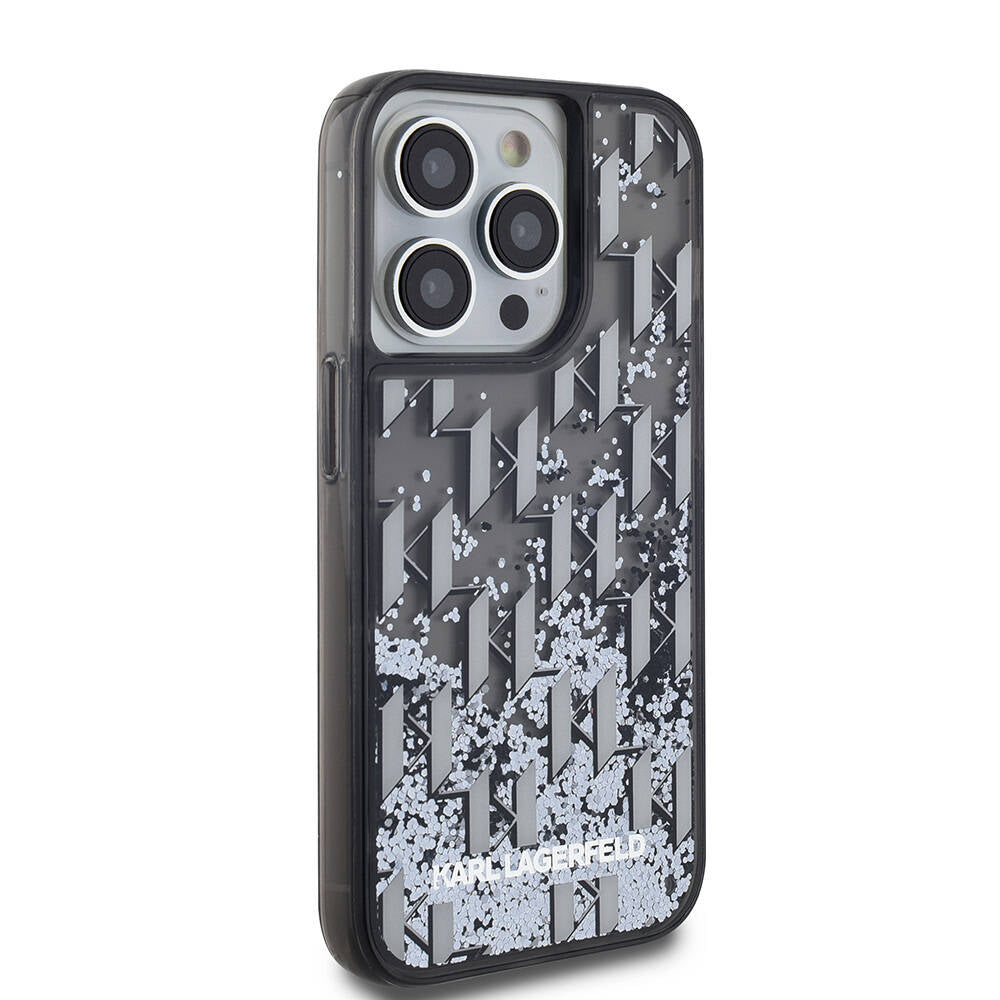 Karl Lagerfeld iPhone 14 Pro Max Kılıf Orjinal Lisanslı Simli KL Yazılı Monogram Gradıent Telefon Kılıfı - 2