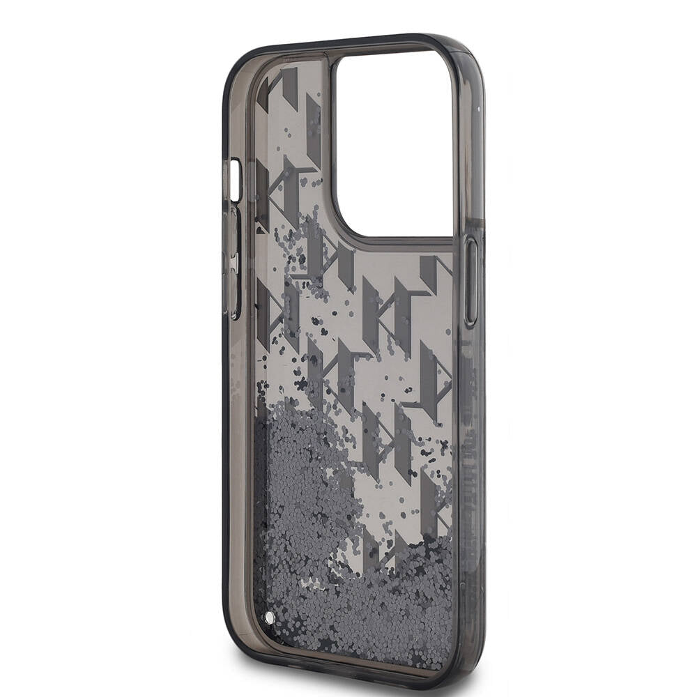 Karl Lagerfeld iPhone 14 Pro Max Kılıf Orjinal Lisanslı Simli KL Yazılı Monogram Gradıent Telefon Kılıfı - 5