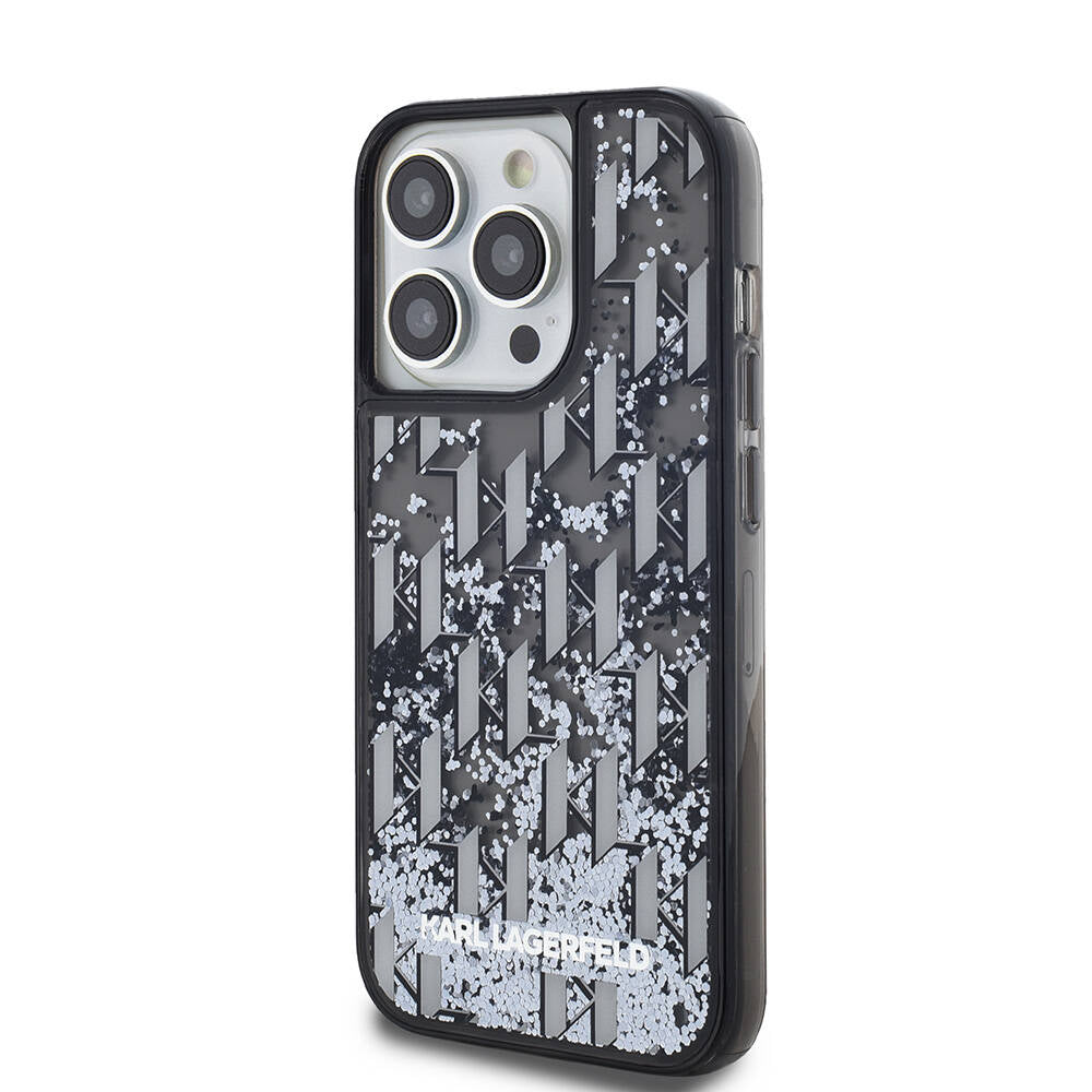 Karl Lagerfeld iPhone 14 Pro Max Kılıf Orjinal Lisanslı Simli KL Yazılı Monogram Gradıent Telefon Kılıfı - 7