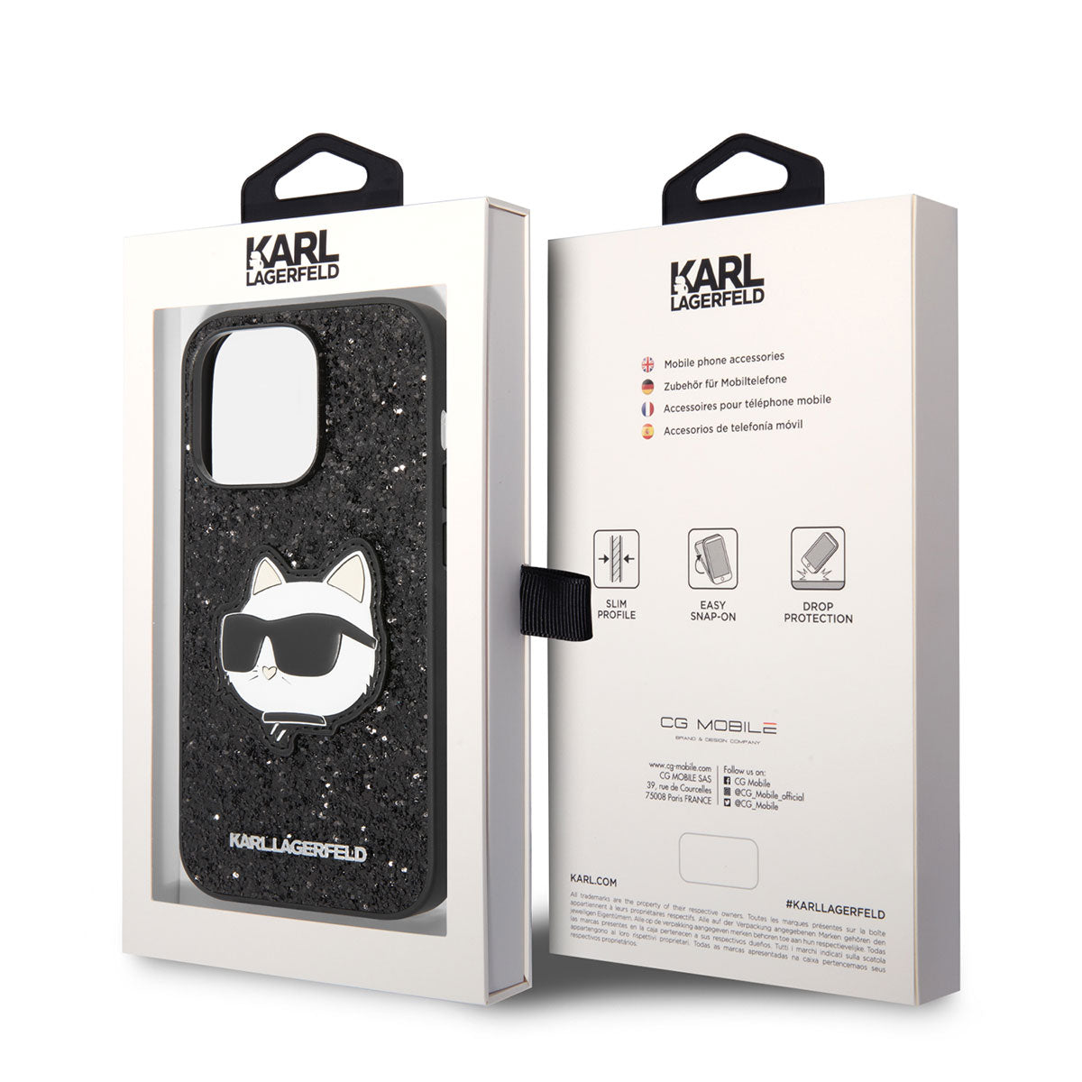 Karl Lagerfeld iPhone 14 Pro Max Kılıf Parlak Taşlı Choupette Dizayn Kapak - 6