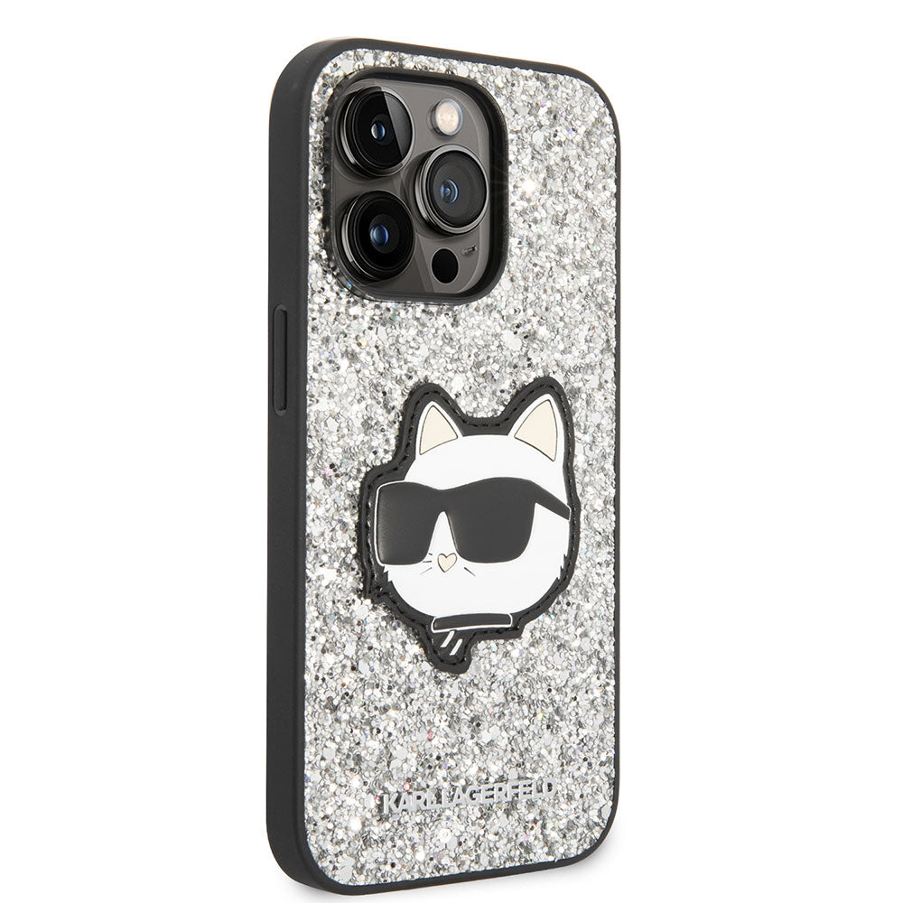 Karl Lagerfeld iPhone 14 Pro Max Kılıf Parlak Taşlı Choupette Dizayn Kapak - 8