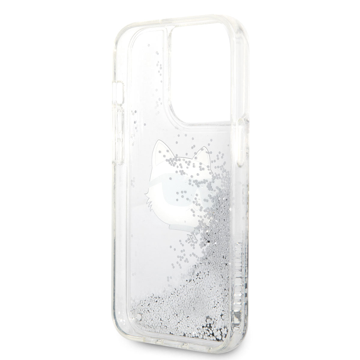 Karl Lagerfeld iPhone 14 Pro Max Kılıf Sıvılı Simli Choupette Head Dizayn Telefon Kılıfı - 2