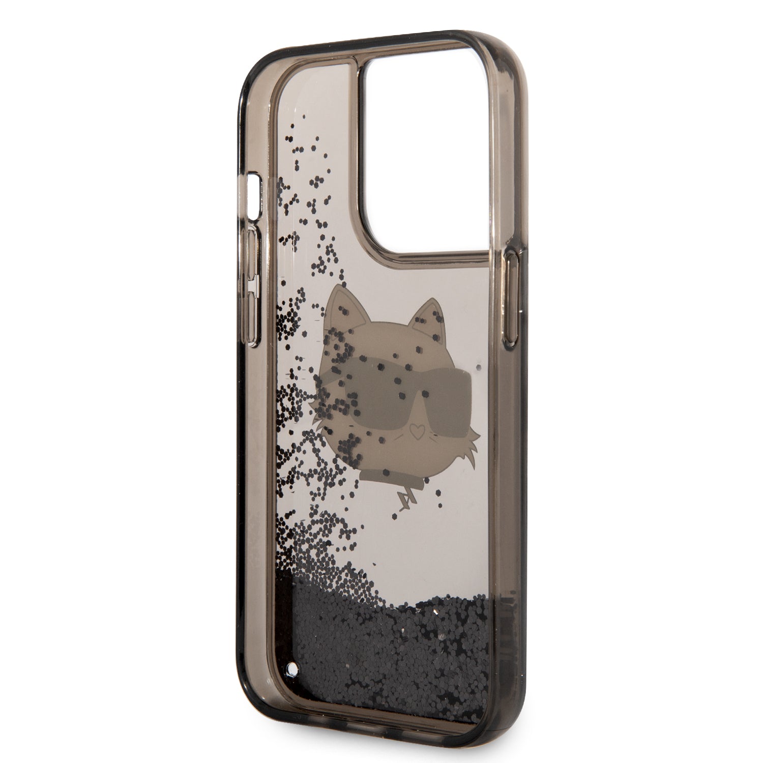 Karl Lagerfeld iPhone 14 Pro Max Kılıf Sıvılı Simli Choupette Head Dizayn Telefon Kılıfı - 11