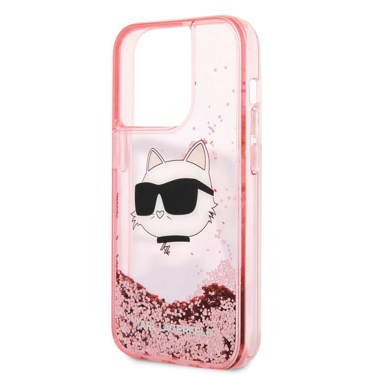 Karl Lagerfeld iPhone 14 Pro Max Kılıf Sıvılı Simli Choupette Head Dizayn Telefon Kılıfı - 17