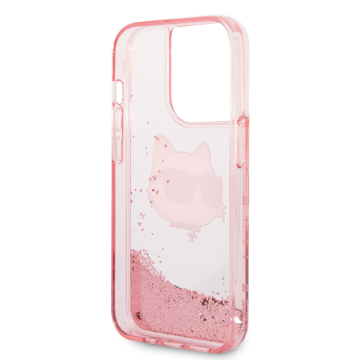 Karl Lagerfeld iPhone 14 Pro Max Kılıf Sıvılı Simli Choupette Head Dizayn Telefon Kılıfı - 18