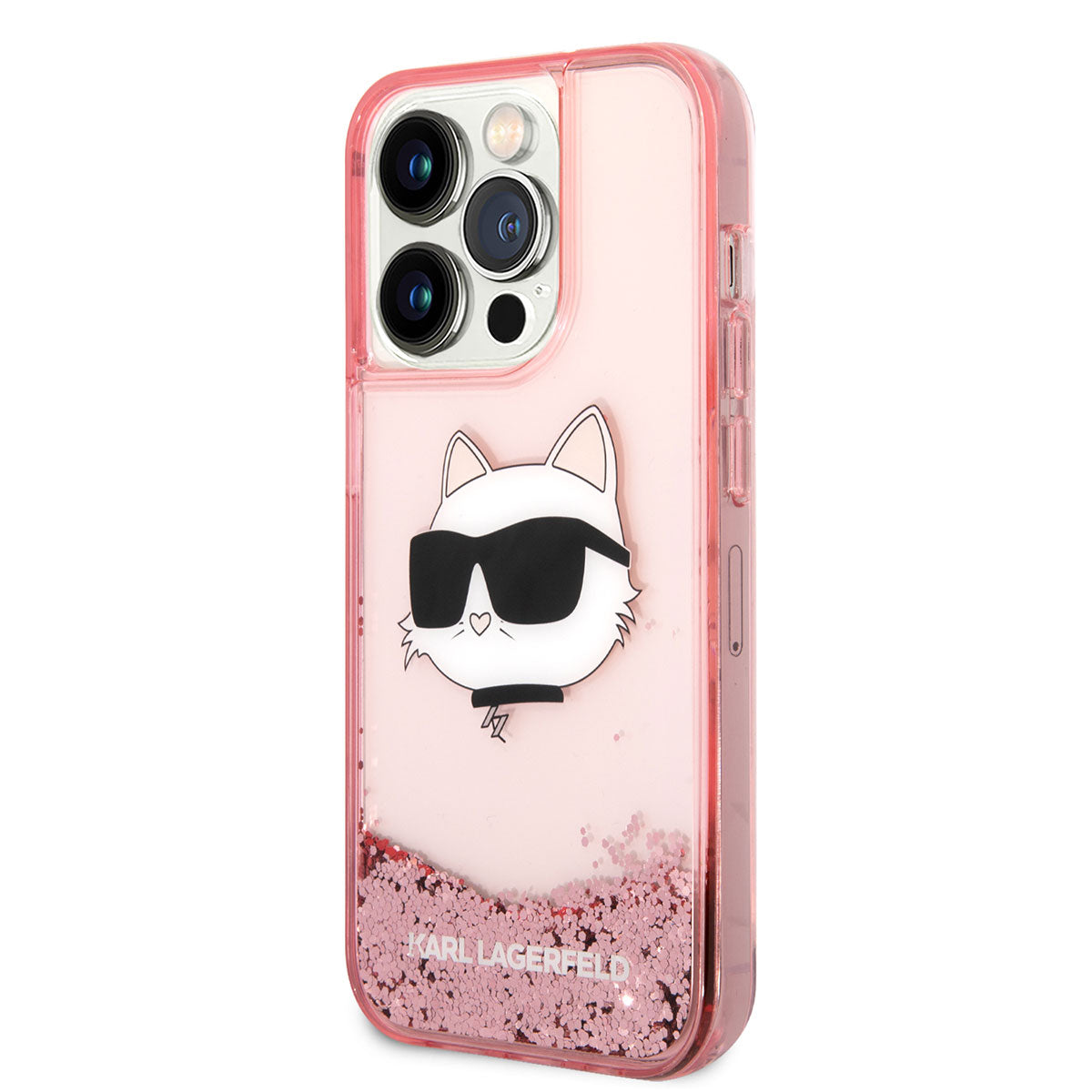 Karl Lagerfeld iPhone 14 Pro Max Kılıf Sıvılı Simli Choupette Head Dizayn Telefon Kılıfı - 21
