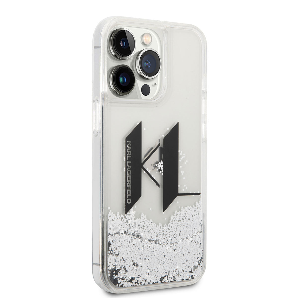 Karl Lagerfeld iPhone 14 Pro Max Kılıf Sıvılı Simli Dizayn Telefon Kılıfı - 8
