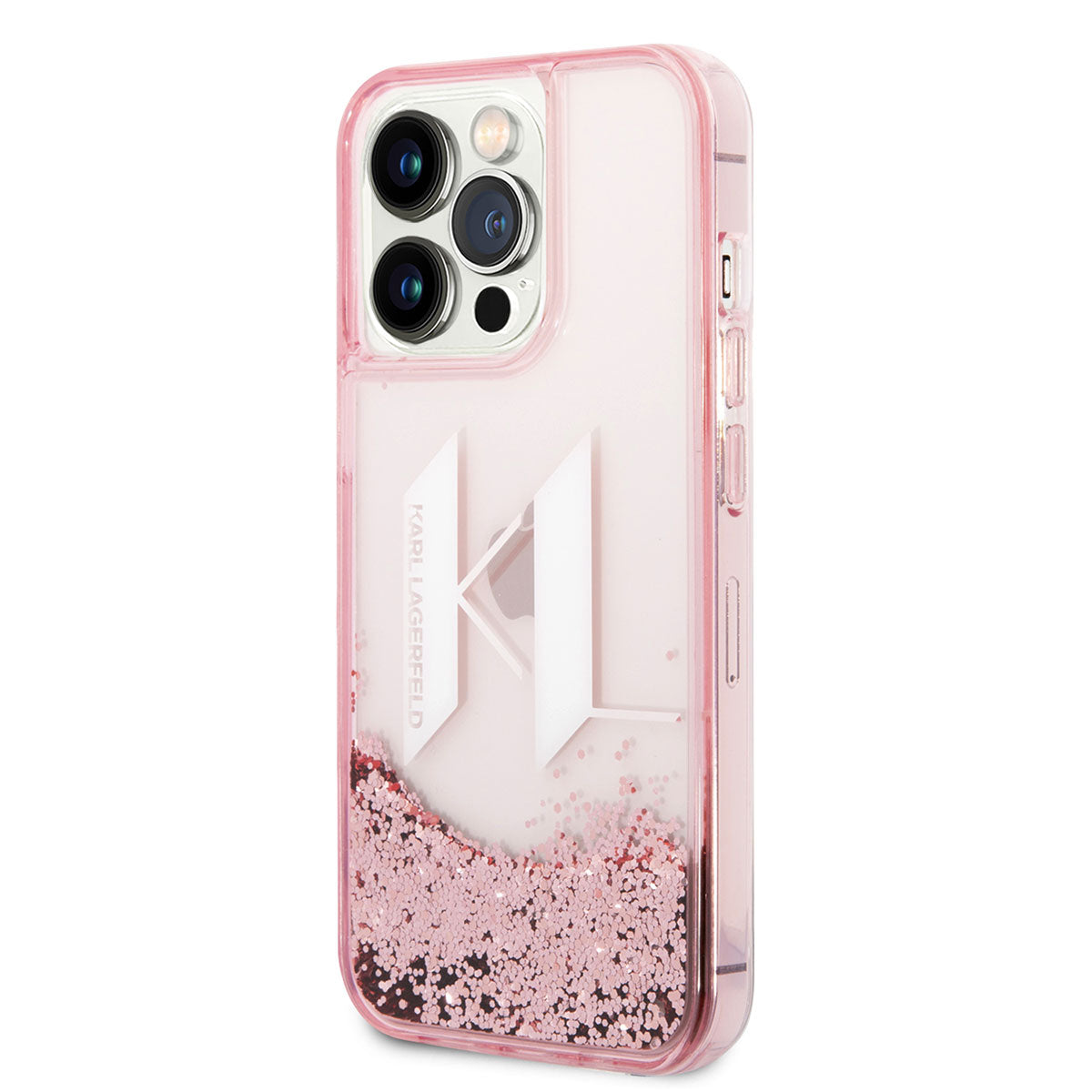 Karl Lagerfeld iPhone 14 Pro Max Kılıf Sıvılı Simli Dizayn Telefon Kılıfı - 4