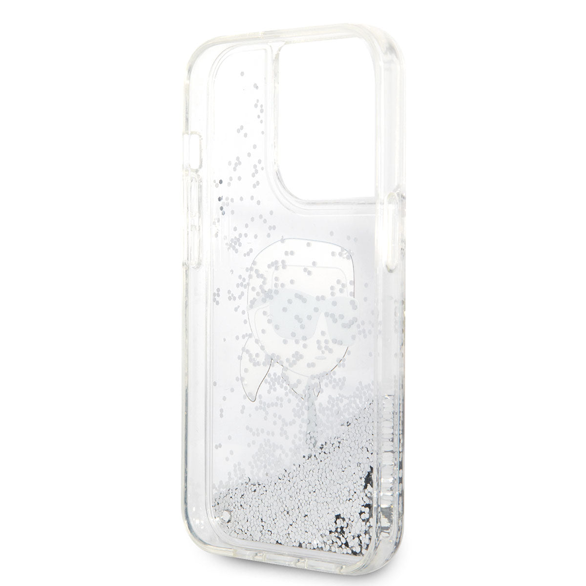 Karl Lagerfeld iPhone 14 Pro Max Kılıf Sıvılı Simli Karl Head Dizayn Telefon Kılıfı - 4