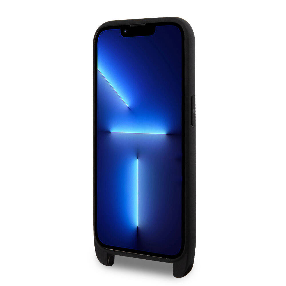 Lacoste iPhone 14 Pro Max Orjinal Lisanslı PU Pike Desenli Arka Yüzey Askılı İkonik Timsah Dokuma Logolu Telefon Kılıfı - 9