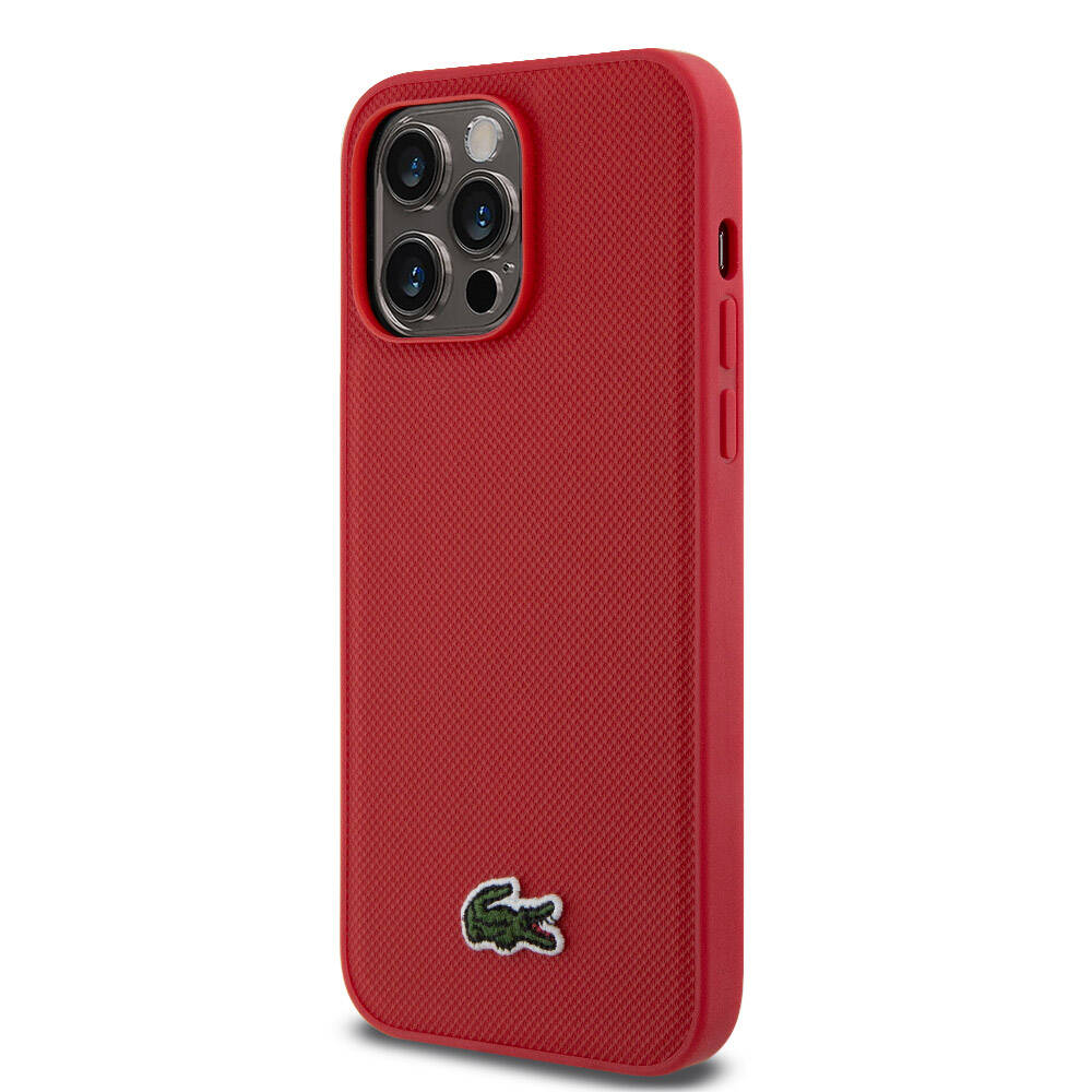 Lacoste iPhone 14 Pro Max Orjinal Lisanslı PU Pike Desenli Arka Yüzey İkonik Timsah Dokuma Logolu Kılıf