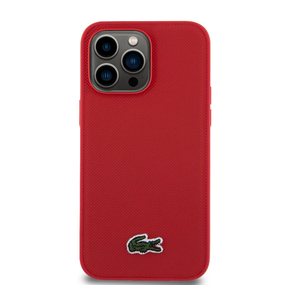 Lacoste iPhone 14 Pro Max Orjinal Lisanslı PU Pike Desenli Arka Yüzey İkonik Timsah Dokuma Logolu Telefon Kılıfı - 3