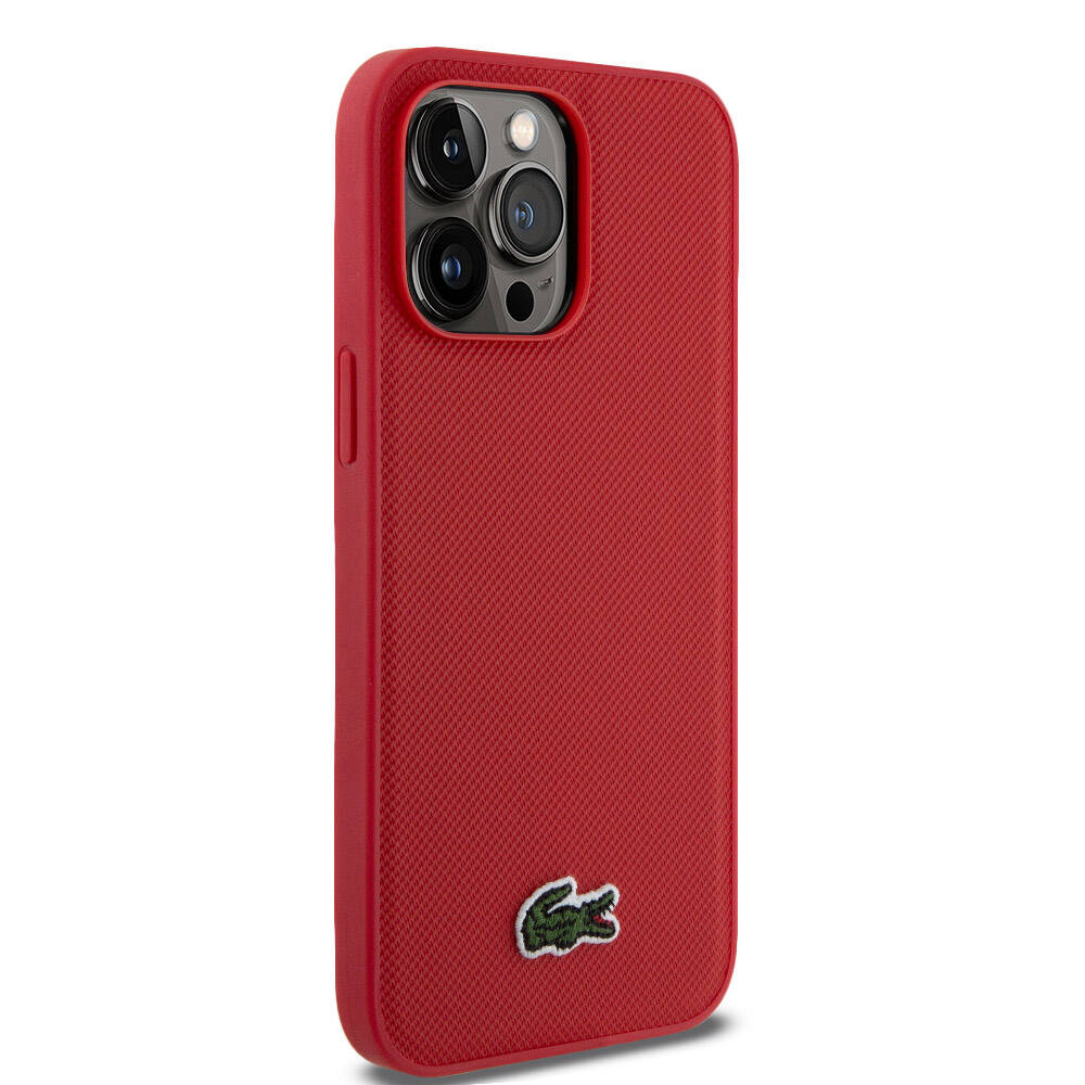 Lacoste iPhone 14 Pro Max Orjinal Lisanslı PU Pike Desenli Arka Yüzey İkonik Timsah Dokuma Logolu Kılıf