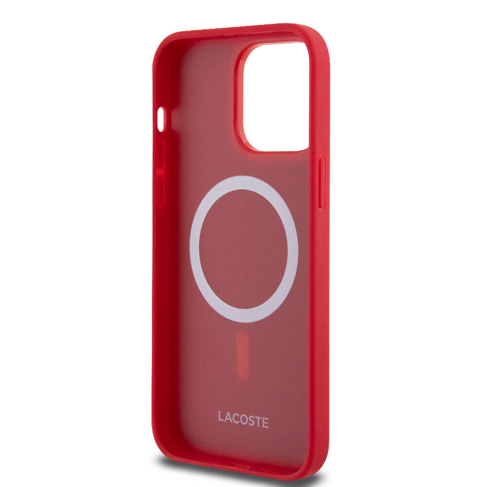 Lacoste iPhone 14 Pro Max Orjinal Lisanslı PU Pike Desenli Arka Yüzey İkonik Timsah Dokuma Logolu Kılıf