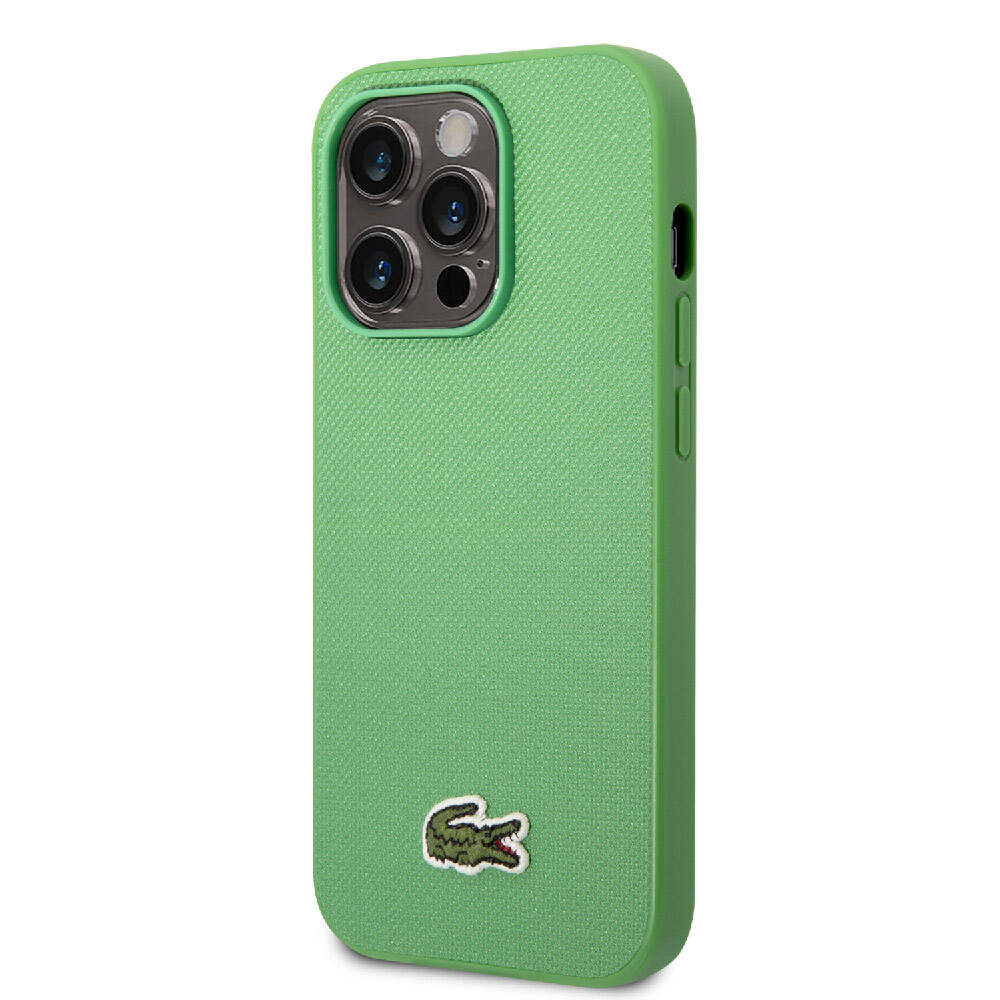 Lacoste iPhone 14 Pro Max Orjinal Lisanslı PU Pike Desenli Arka Yüzey İkonik Timsah Dokuma Logolu Kılıf