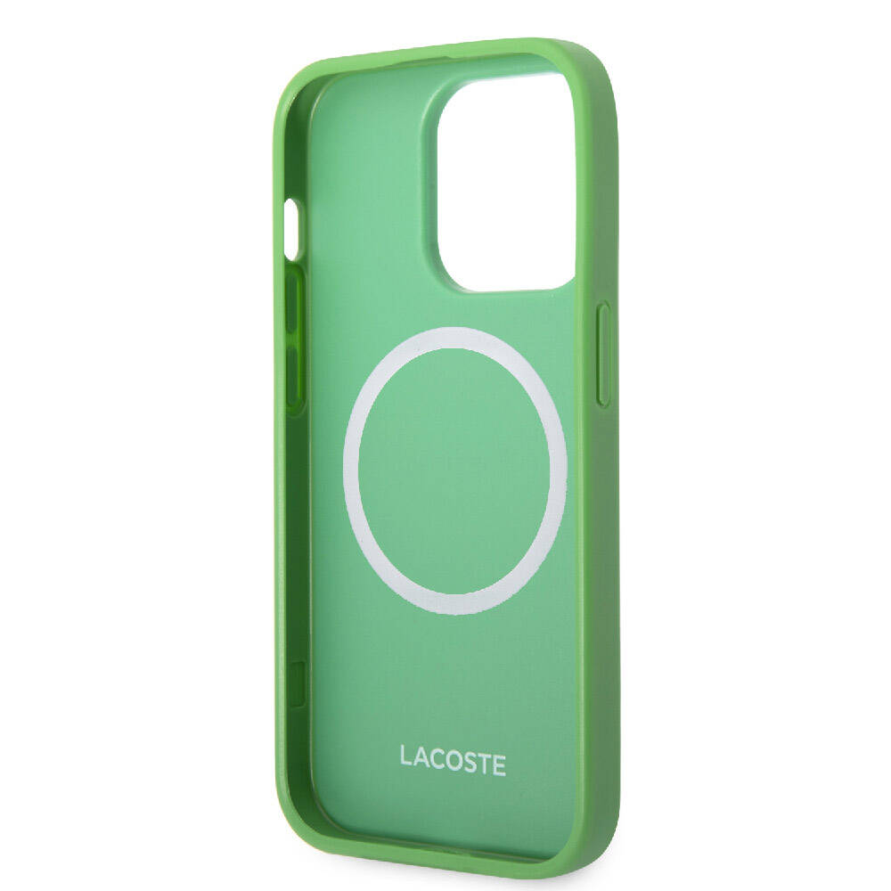Lacoste iPhone 14 Pro Max Orjinal Lisanslı PU Pike Desenli Arka Yüzey İkonik Timsah Dokuma Logolu Telefon Kılıfı - 14