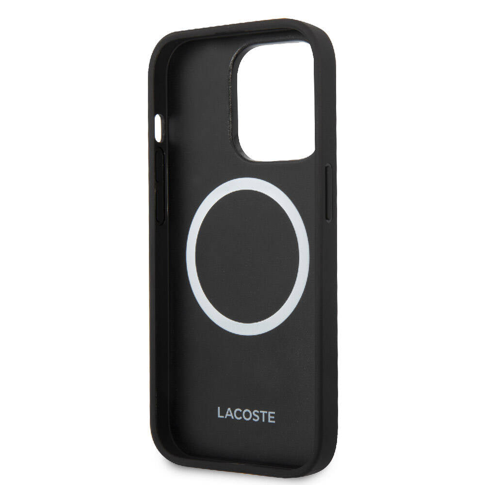Lacoste iPhone 14 Pro Max Orjinal Lisanslı PU Pike Desenli Arka Yüzey İkonik Timsah Dokuma Logolu Telefon Kılıfı - 21