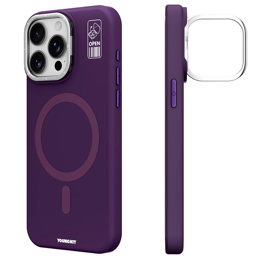 Youngkit Bitty Cream iPhone 14 Pro Max Magsafe Şarj Özellikli Kamera Standlı Silikon Telefon Kılıfı - 4