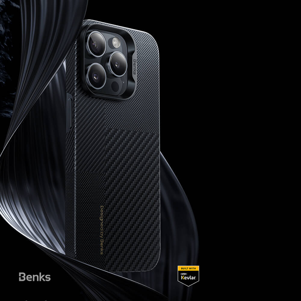 Benks Montage ArmorAir iPhone 14 Pro Max M-safe Şarj Özellikli Karbon Fiber Kevlar Kılıf
