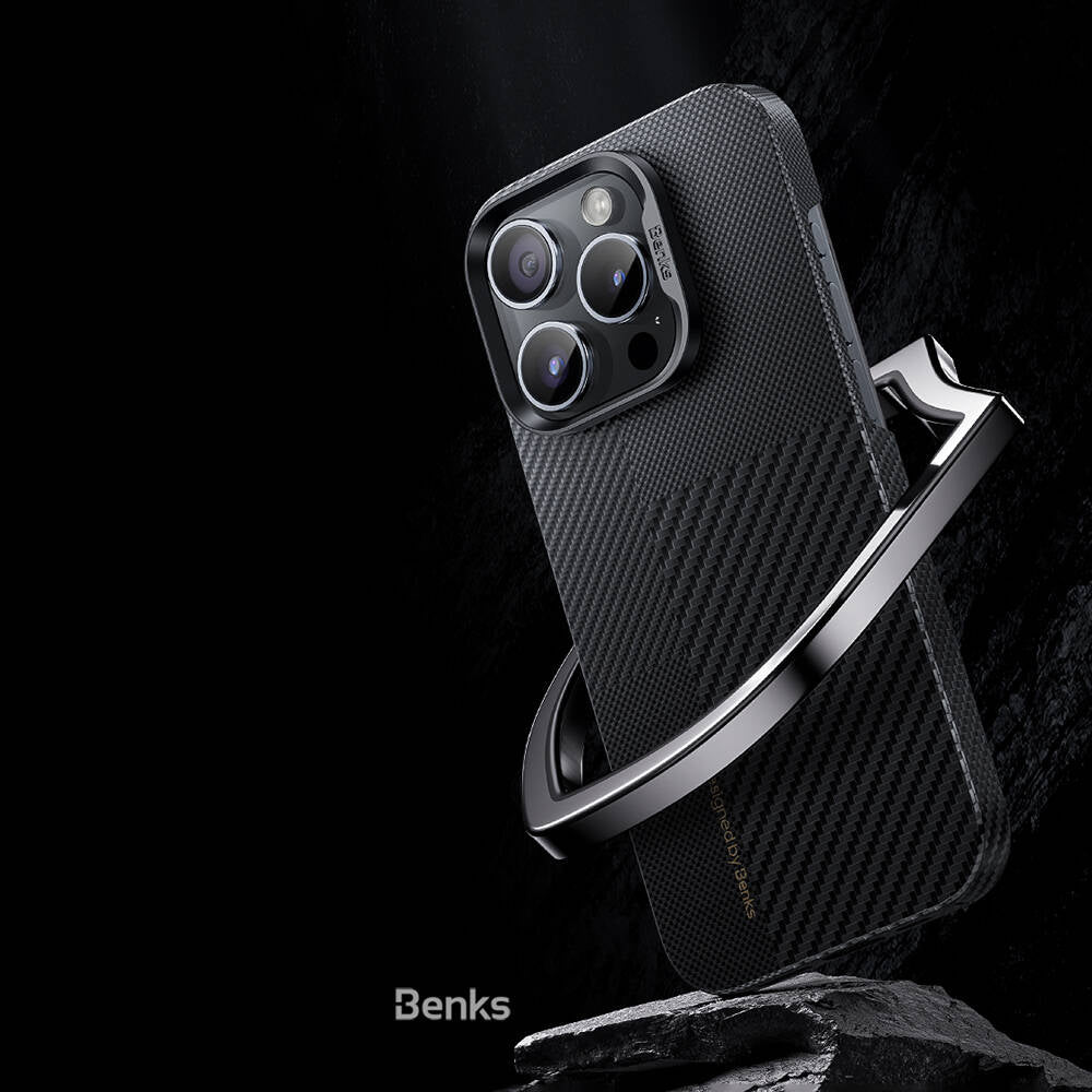 Benks Montage ArmorAir iPhone 14 Pro Max M-safe Şarj Özellikli Karbon Fiber Kevlar Kılıf