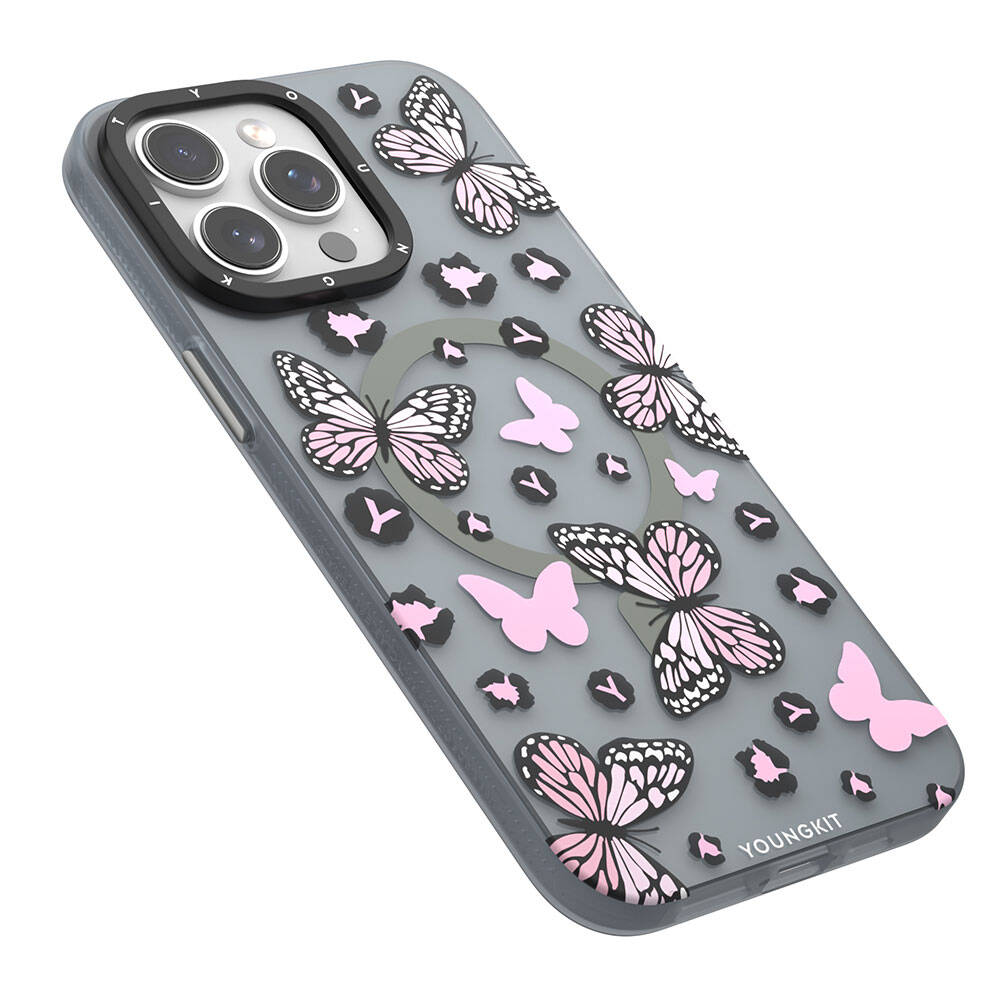 Youngkit Shadow Dance Serisi iPhone 14 Pro Max Magsafe Şarj Özellikli Kelebek Desenli Telefon Kılıfı - 10