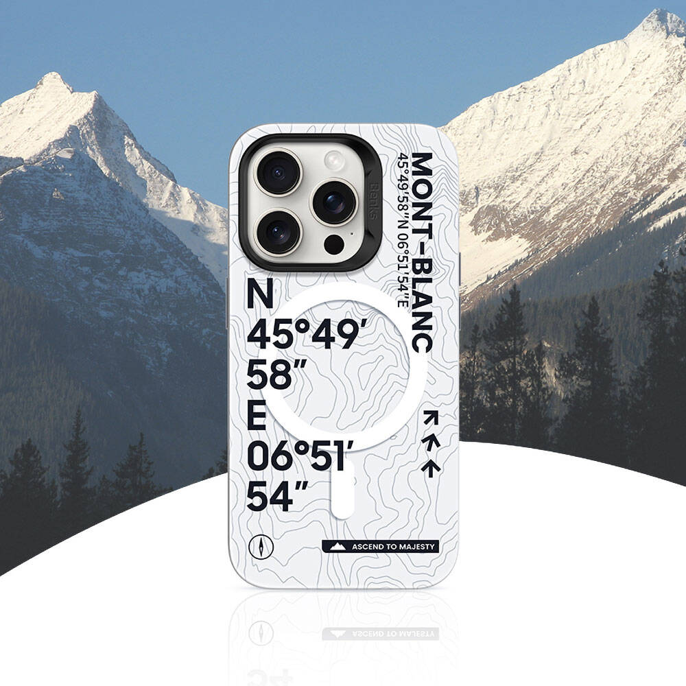 Benks Summit Serisi iPhone 14 Pro Max M-safe Şarj Özellikli Koordinat Yazı Desenli Kılıf
