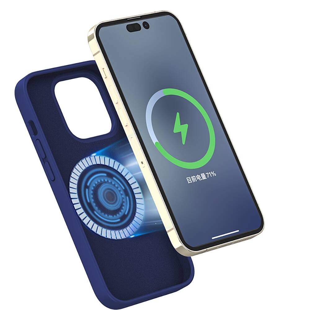 Recci Mousse Serisi iPhone 14 Pro Max M-safe Şarj Özellikli Liquid Silikon Kılıf
