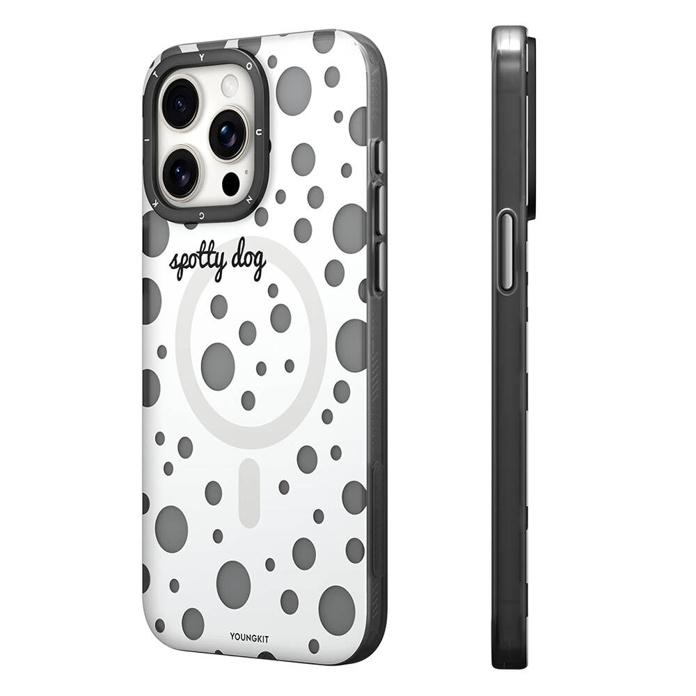 Youngkit Spots Serisi iPhone 14 Pro Max Magsafe Şarj Özellikli Polka Dot Desenli Telefon Kılıfı - 6