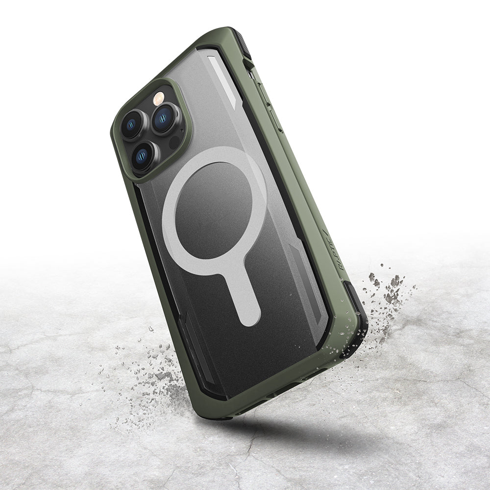 Raptic Secure Serisi iPhone 14 Pro Max M-safe Şarj Özellikli Çift Kat TPU Kenarlı Şeffaf Arka Yüzeyli Kılıf