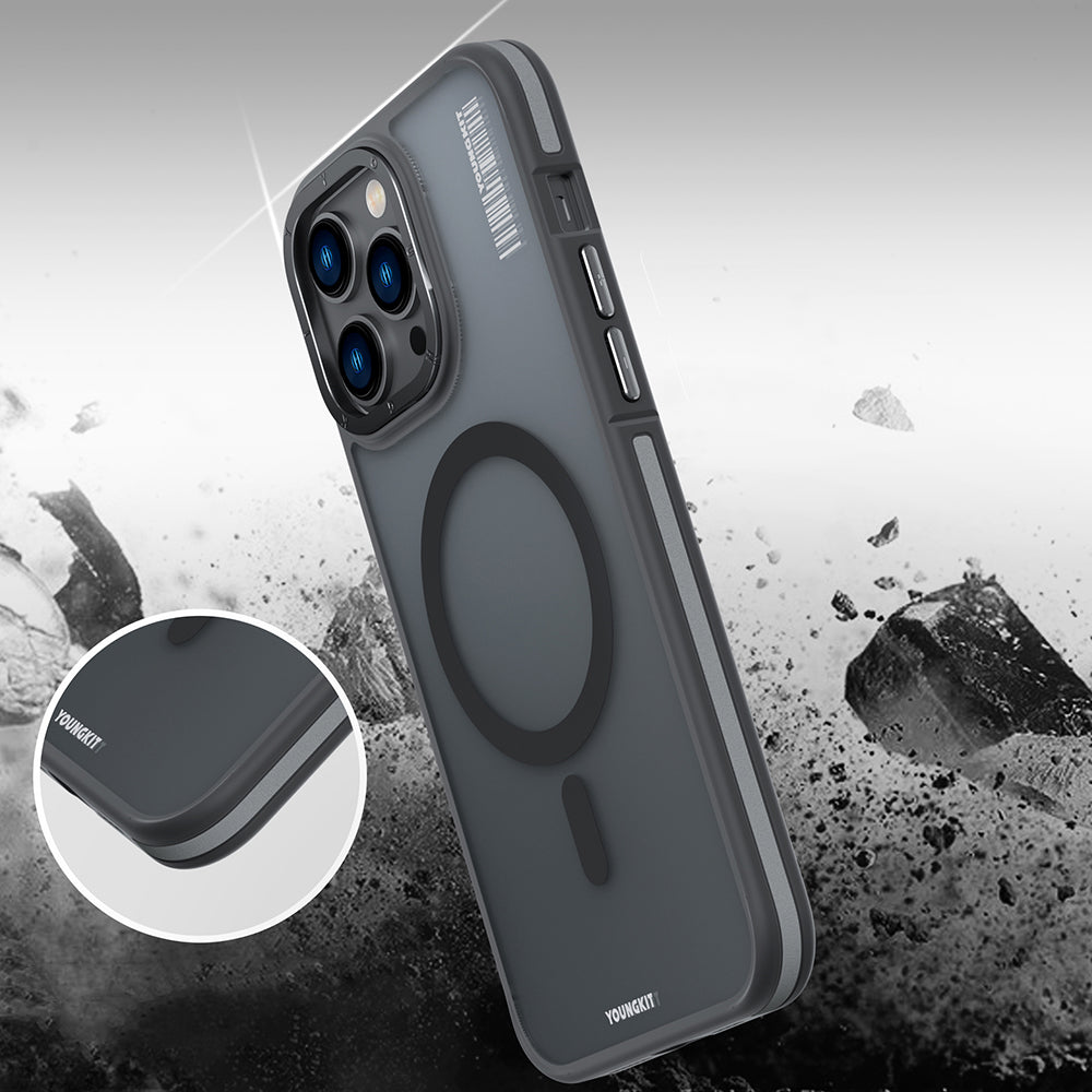 Youngkit Rock Sand Serisi iPhone 14 Pro Max Magsafe Şarj Özellikli Telefon Kılıfı - 6