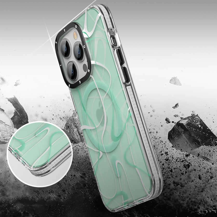 Youngkit Water-Ink Serisi iPhone 14 Pro Max Magsafe Şarj Özellikli Kapak - 4