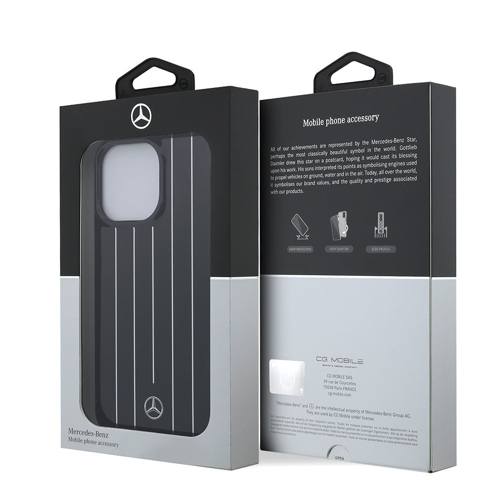 Mercedes Benz iPhone 14 Pro Max Orjinal Lisanslı New Urban 3 Sert PC Paralel Çizgi Desenli Kılıf