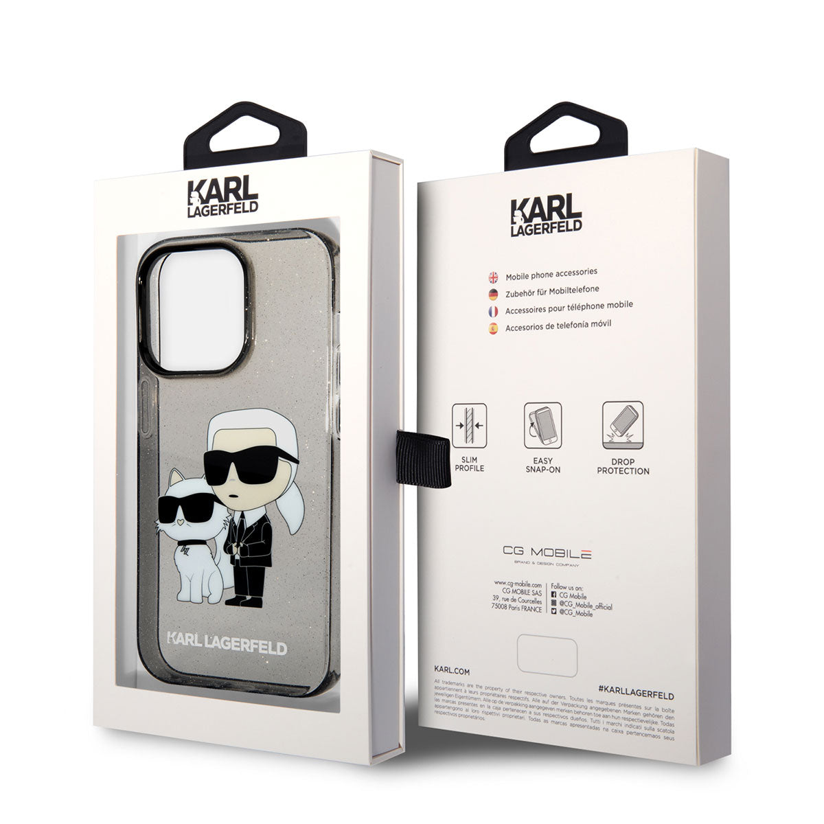 Karl Lagerfeld iPhone 14 Pro Max Transparan Simli K&C Dizayn Telefon Kılıfı - 7