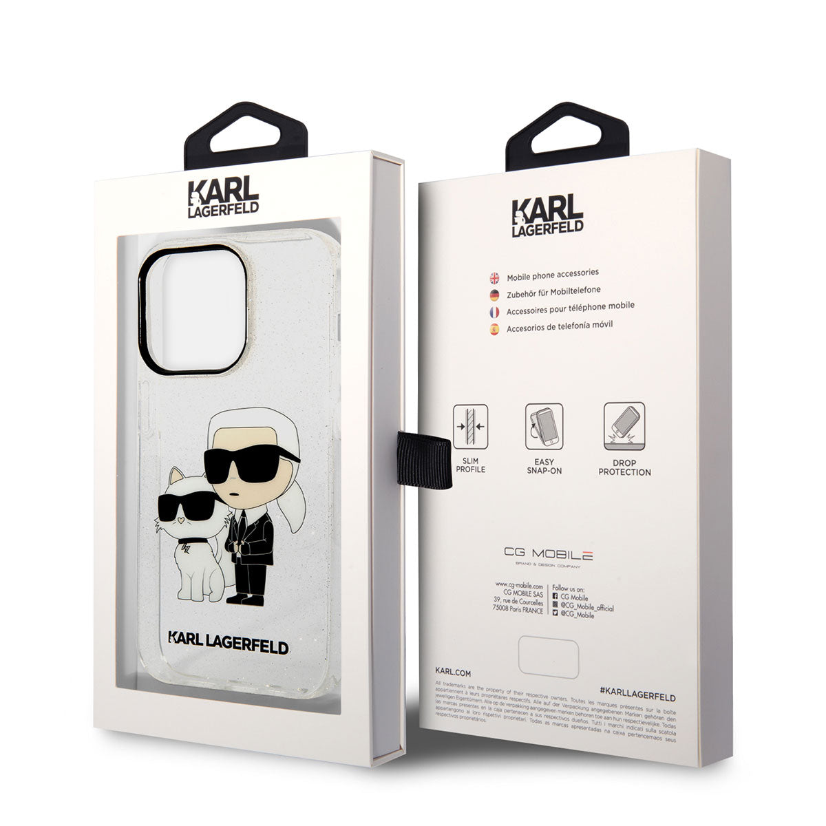 Karl Lagerfeld iPhone 14 Pro Max Transparan Simli K&C Dizayn Telefon Kılıfı - 12