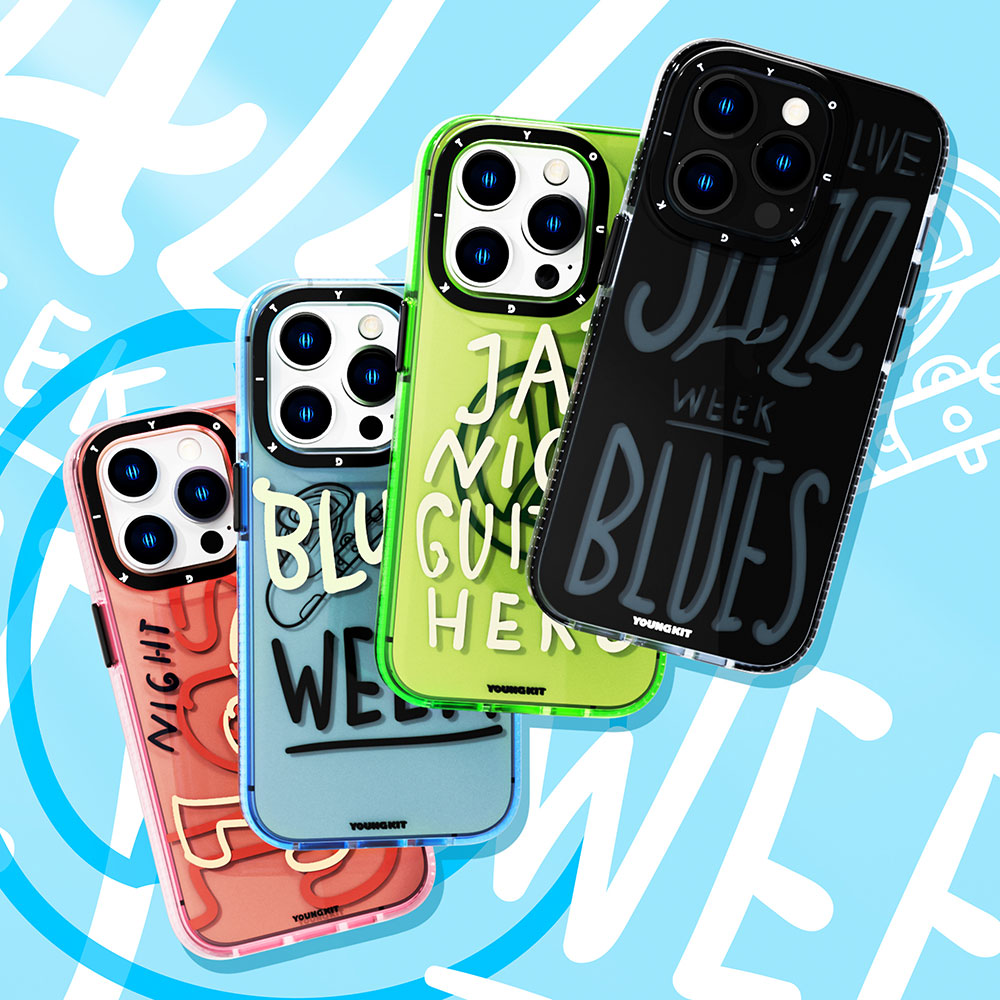 YoungKit Jazz Serisi iPhone 14 Pro Max Şeffaf Renkli Yazı Temalı Tasarım Telefon Kılıfı - 2