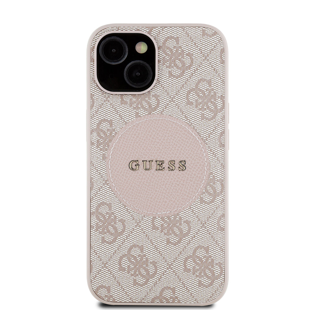 Guess iPhone 15 Orjinal Lisanslı M-safe Yazı Logolu Circle Classic Kılıf