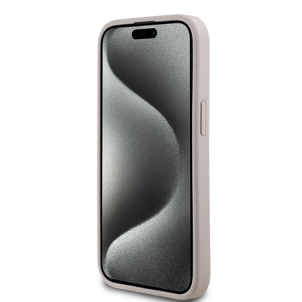 Guess iPhone 15 Orjinal Lisanslı M-safe Yazı Logolu Circle Classic Kılıf