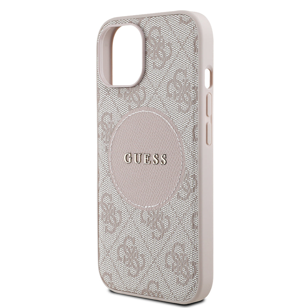 Guess iPhone 15 Orjinal Lisanslı M-safe Yazı Logolu Circle Classic Kılıf