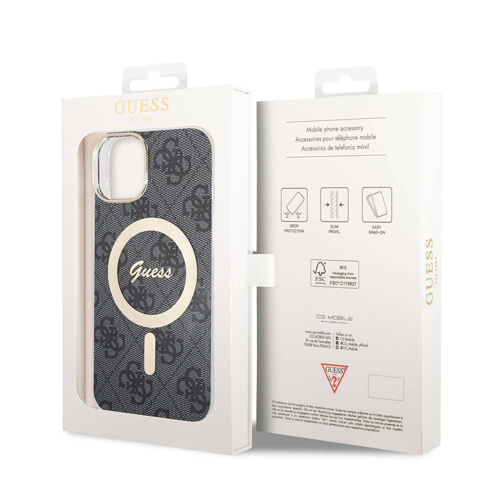 Guess iPhone 15 Orjinal Lisanslı Magsafe Şarj Özellikli Yazı Logolu 4G Desenli Telefon Kılıfı - 7