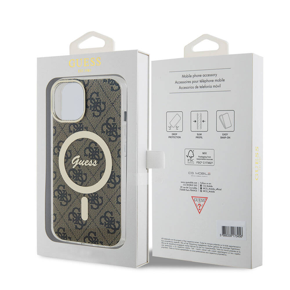 Guess iPhone 15 Orjinal Lisanslı Magsafe Şarj Özellikli Yazı Logolu 4G Desenli Telefon Kılıfı - 13