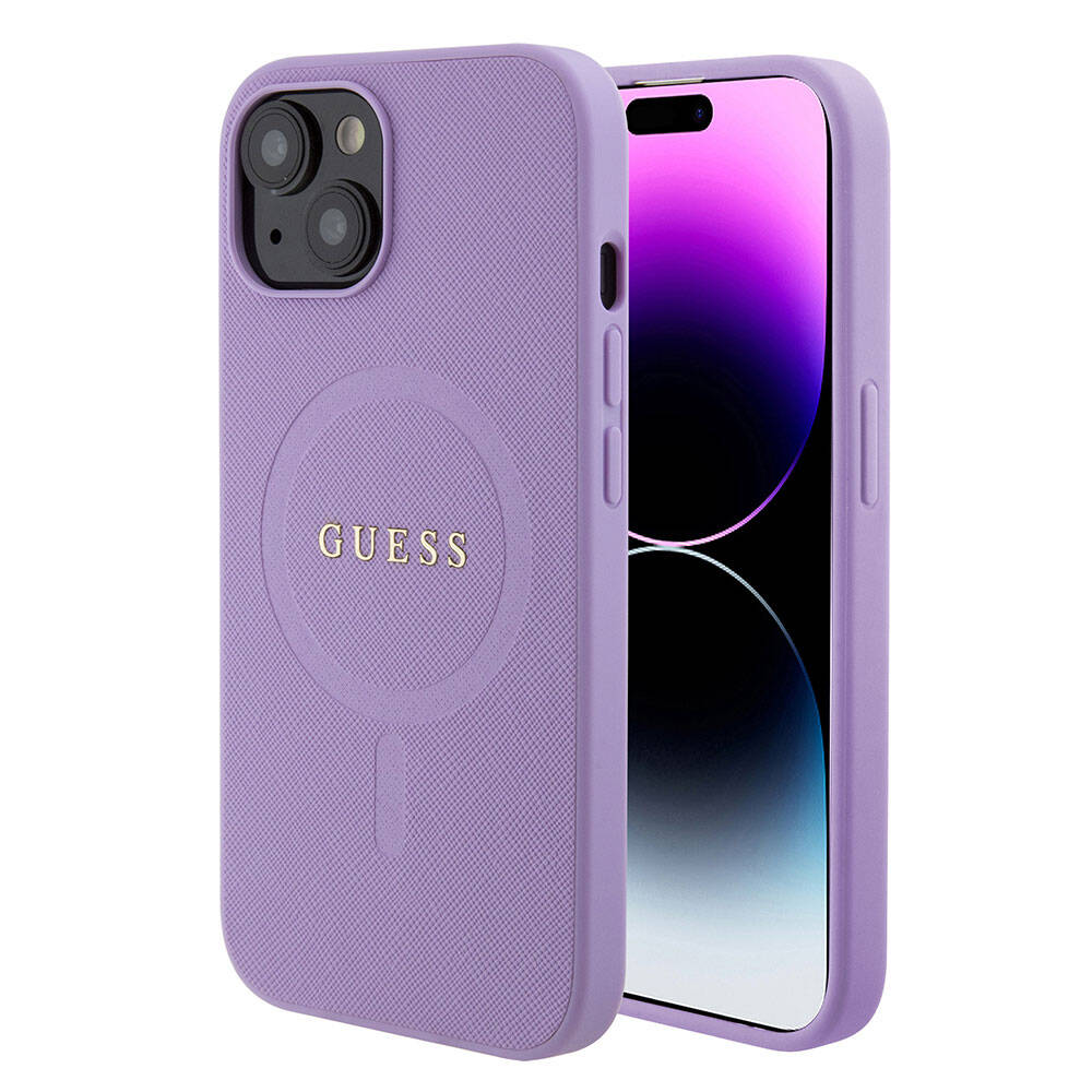 Guess iPhone 15 Orjinal Lisanslı Magsafe Şarj Özellikli Yazı Logolu Saffiano Telefon Kılıfı - 14
